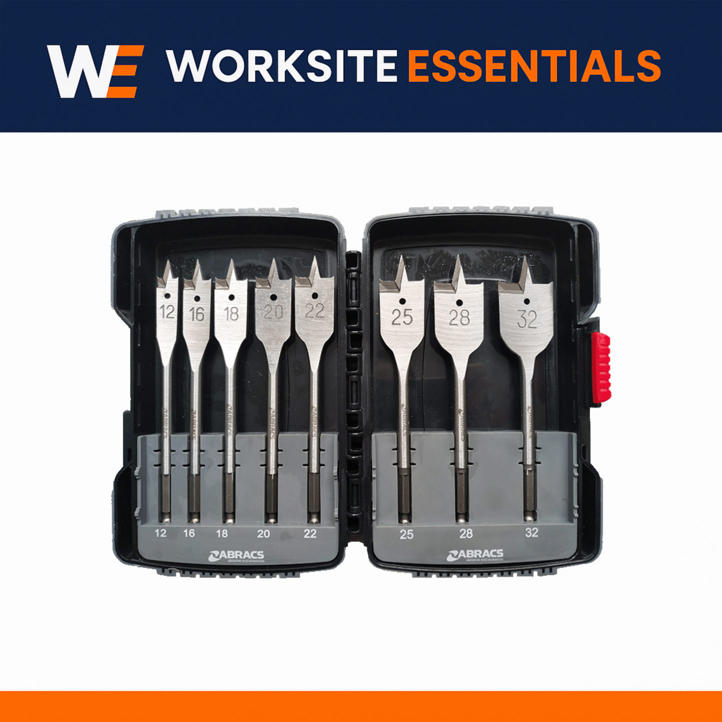 8-Piece Flat Wood Drill Bit Set – 159 mm Length (12–32 mm) | Trade Quality