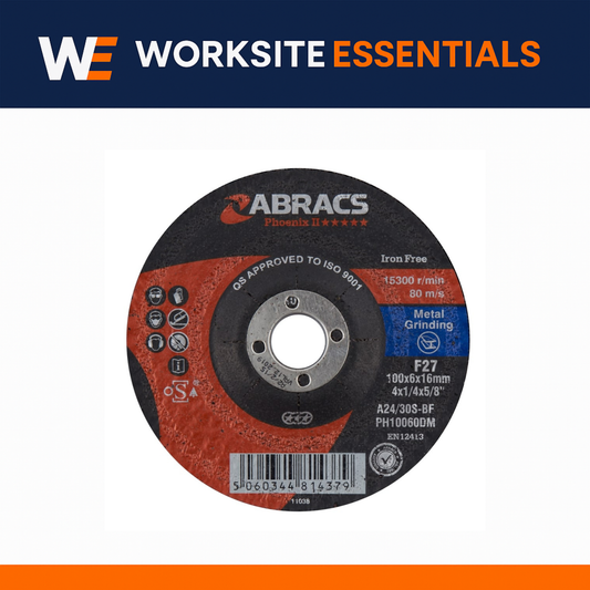 Metal Grinding Discs for Angle Grinders – Abracs Phoenix Heavy-Duty Abrasive Wheels (EN12413 / O.S.A. Approved)