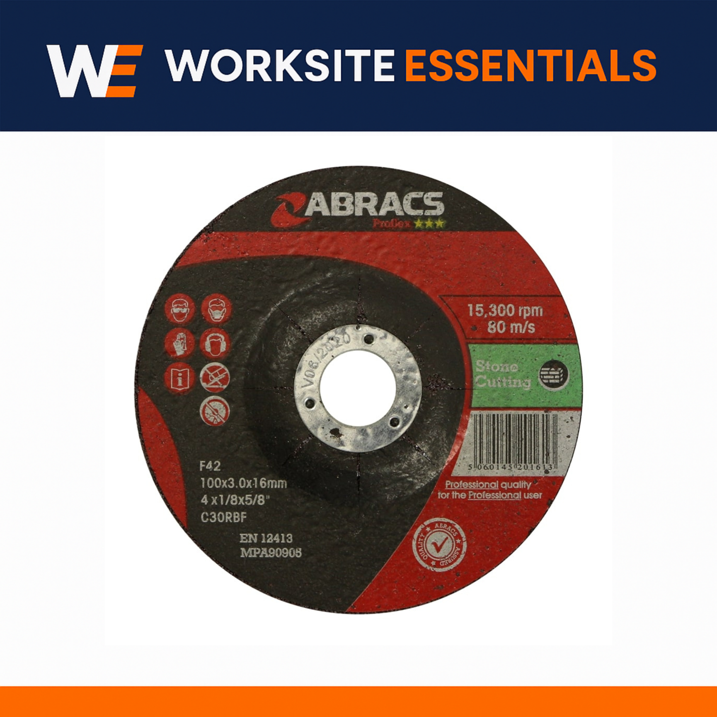 🧱 Abracs Proflex Flat Stone Cutting Discs – Professional Cut-Off Wheels for Masonry, Brick & Concrete