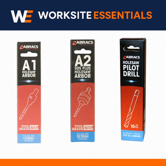A1 & A2 Arbors with Pilot Drill Bit – SDS & Standard Fittings for 14–152 mm Holesaws | Trade Quality | Abracs