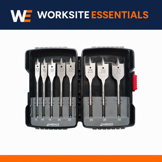 8-Piece Flat Wood Drill Bit Set – 159 mm Length (12–32 mm) | Trade Quality