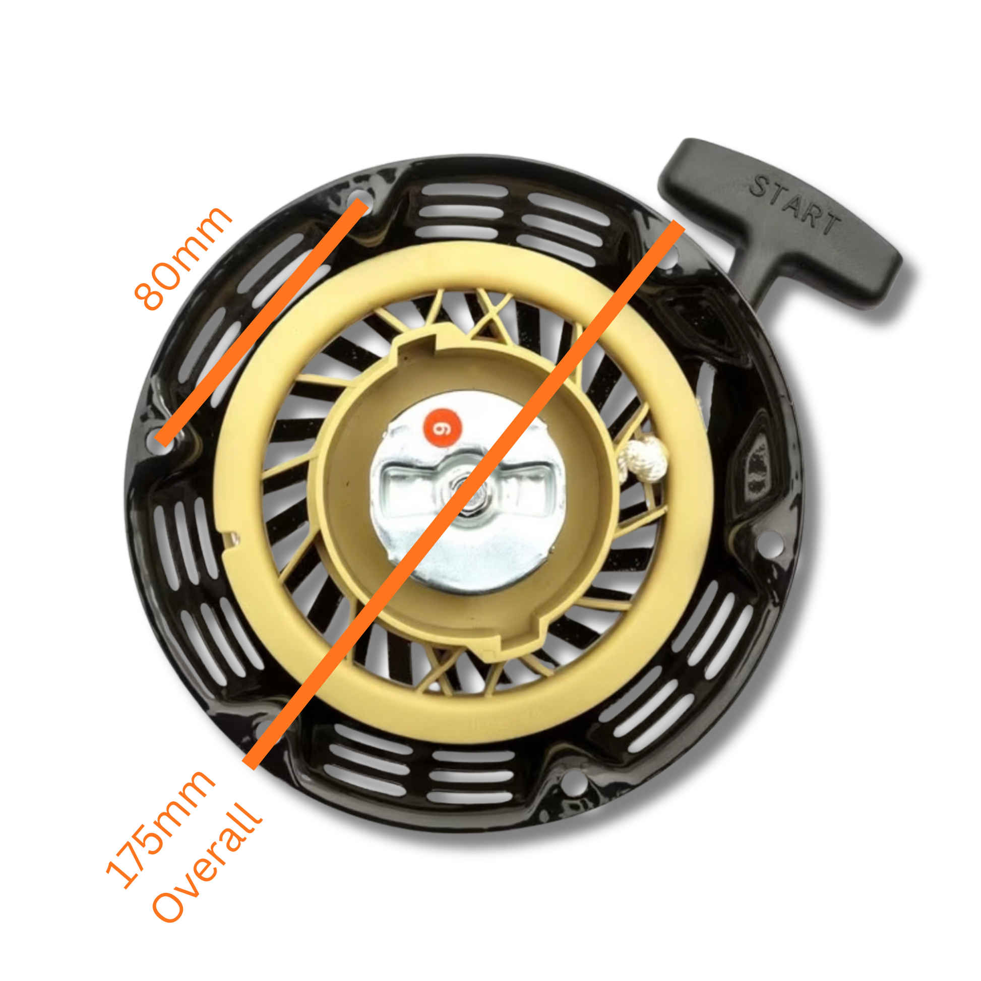 Unbranded recoil starter pull start assembly for small engine tools and machinery 175mm overall diameter 80mm hole centres