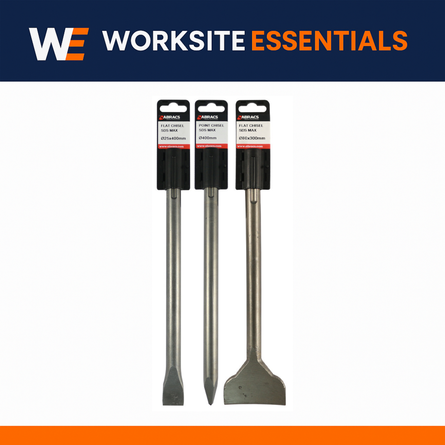 SDS Max Chisels – Heavy-Duty Concrete, Masonry & Demolition Chisels (Flat, Point & Wide Chisel Options, Hardened Steel, 300–400 mm Lengths)